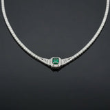 Columbian Emerald and Diamond 14K White Gold necklace