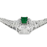 Columbian Emerald and Diamond 14K White Gold necklace
