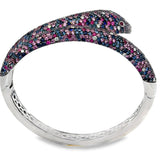 Roberto Coin Animalier Multi Color Sapphire and Diamond 18K White Gold Snake Bangle