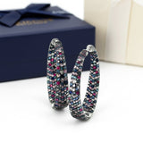 Roberto Coin Animalier Multi Color Sapphire and Diamond Hoop Earring
