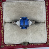 Fine Sapphire & Diamond Platinum and 18Kt White Gold Ring (GIA)