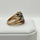 Circa 1890 French Estate No Heat Burma Ruby, No Heat Burma Sapphire and Diamond Ring