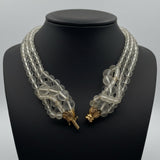 Rock Crystal Multi Strand and 14K Yellow Gold Necklace