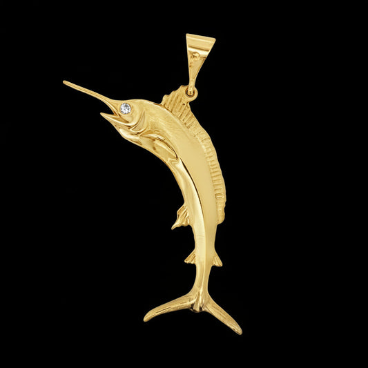 "The Marlin" Diamond and 14Kt Yellow Gold Pendant
