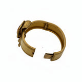 Victorian Natural Pearl and Blue Enamel 18K Yellow Gold Bangle with Original Box