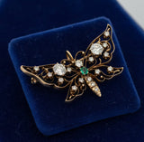 Victorian 1890's Old European Cut Diamond and Emerald Pendant/Brooch