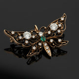 Victorian 1890's Old European Cut Diamond and Emerald Pendant/Brooch