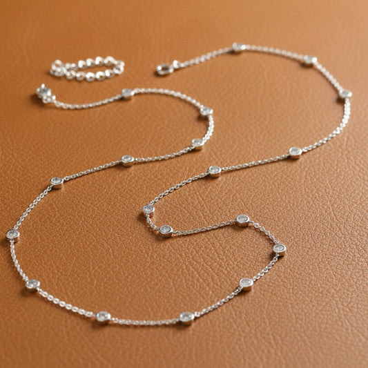 Custom Made 4.31cttw Diamond By The Yard 14K White Gold Necklace