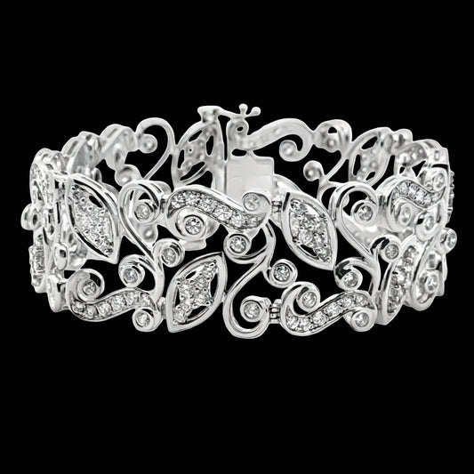 Designer AV 7.45cttw Diamond 14Kt White Gold Bracelet