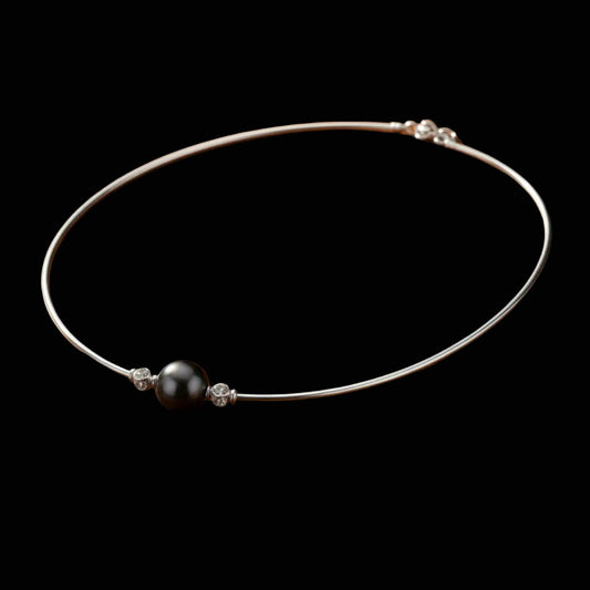 Mikimoto Tahitian Pearl and Diamond 18K White Gold Necklace