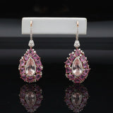 Italian Designer Marchisio Diamond, Morganite and Pink Sapphire 18K White/Yellow Gold Dangle Earrings