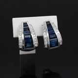Italian Designer Marchisio French Cut Sapphire and Diamond 18K White Gold Earrings