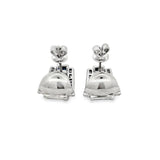 Italian Designer Marchisio French Cut Sapphire and Diamond 18K White Gold Earrings