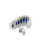 Italian Designer Marchisio French Cut Sapphire and Diamond 18K White Gold Earrings