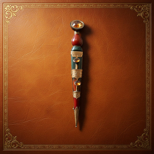 Scotttish Dirk 1890 Gemstone 9K Brooch