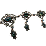 Victorian Harvey & Core Sapphire & Rose Cut Diamond Silver/14K Gold Necklace with Original Fitted Box