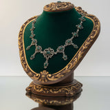 Victorian Harvey & Core Sapphire & Rose Cut Diamond Silver/14K Gold Necklace with Original Fitted Box
