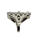 Vintage Diamond and Pearl Platinum and 14Kt White Gold Filigree Ring