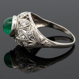 Estate Emerald and Diamond Platinum Ring