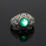 Estate Emerald and Diamond Platinum Ring