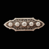 Art Deco 2.50cttw Old Mine Cut Filigree Platinum and 14K Yellow Gold Brooch