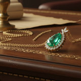 Estate 11.33 Columbia Emerald (GIA Report) Diamond 14kt Yellow Gold Necklace