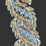 Estate 10.27cttw Diamond Textured Leaf Motif 18K Yellow and White Gold Bracelet