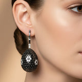 Designer Atkins 23.35cttw White and Black Diamond 18kt White Gold Dangle Earring