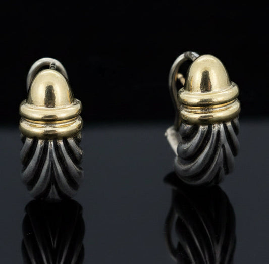 Estate David Yurman 18kt Yellow Gold and Silver Earring