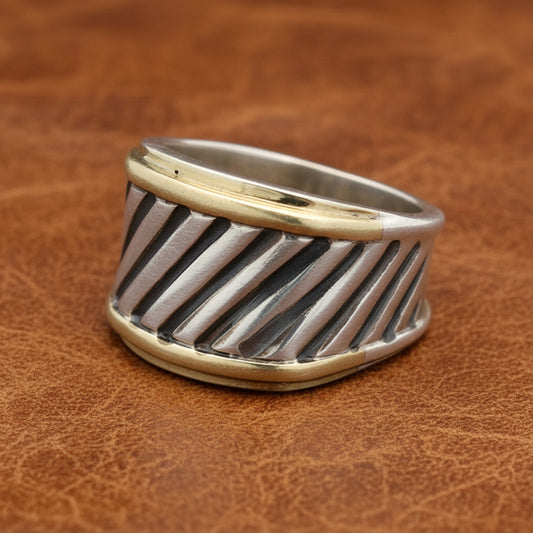 Estate David Yurman Cigar Band 18kt Yellow Gold & Silver