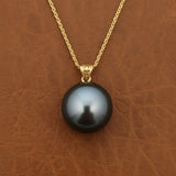 Designer Asseal 15.26mm Tahitian Pearl and 14kt Yellow Gold Necklace
