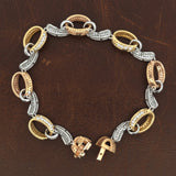 Designer Natural Fancy Light Pink, Natural Vivid Yellow and White 7.50cttw Diamond 18k TriColor Bracelet