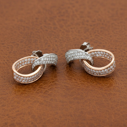 Designer 2.50cttw Diamond White and Natural Fancy Light Pink 18kt Rose and Yellow Gold Earring