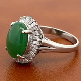 Mid Century Jade, DIamond Platinum Ring