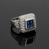 Modern Designer Fine Sapphire and Diamond Platinum Ring
