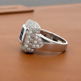 Modern Designer Fine Sapphire and Diamond Platinum Ring