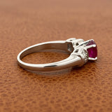 Modern Ruby and Diamond Platinum Ring