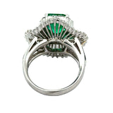 Estate Modern Fine Colombia Emerald (GIA) and Diamond Platinum Ring