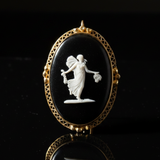 English Modern Wedgewood 36x25mm Cameo 14kt Yellow Gold
