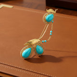 MidCentury Modern Turquoise 18K Yellow Gold Brooch