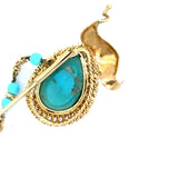 MidCentury Modern Turquoise 18K Yellow Gold Brooch