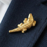 Modern 1980's 18Kt Yellow Gold Alligator Brooch