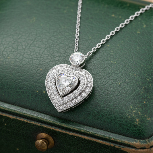Modern 1.55cttw Diamond Heart 14Kt White Gold Necklace