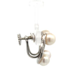 Mid Century 1950's Cultured Pearl and Diamond Platinum Flower Earrings