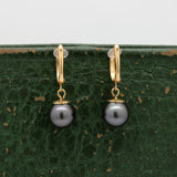 Modern 11.5mm Tahitian Pearl 14kt Yellow Gold Drop Earring