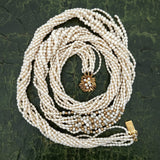Modern Multi Strand Cultured & Freshwater Pearls 14kt Yellow Gold Necklace