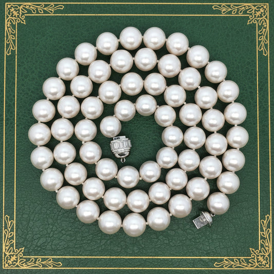 Modern 1990's Fine 12.00-12.50mm South Sea Pearl and 5.00cttw Diamond 36" Necklace