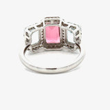 Modern Pink Tourmaline Aquamarine And Diamond 18kt White Gold Ring