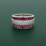 Modern Fine Ruby and Diamond Platinum Ring