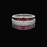 Modern Fine Ruby and Diamond Platinum Ring